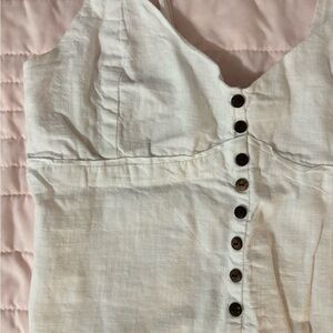 White Linen Button-Up Top